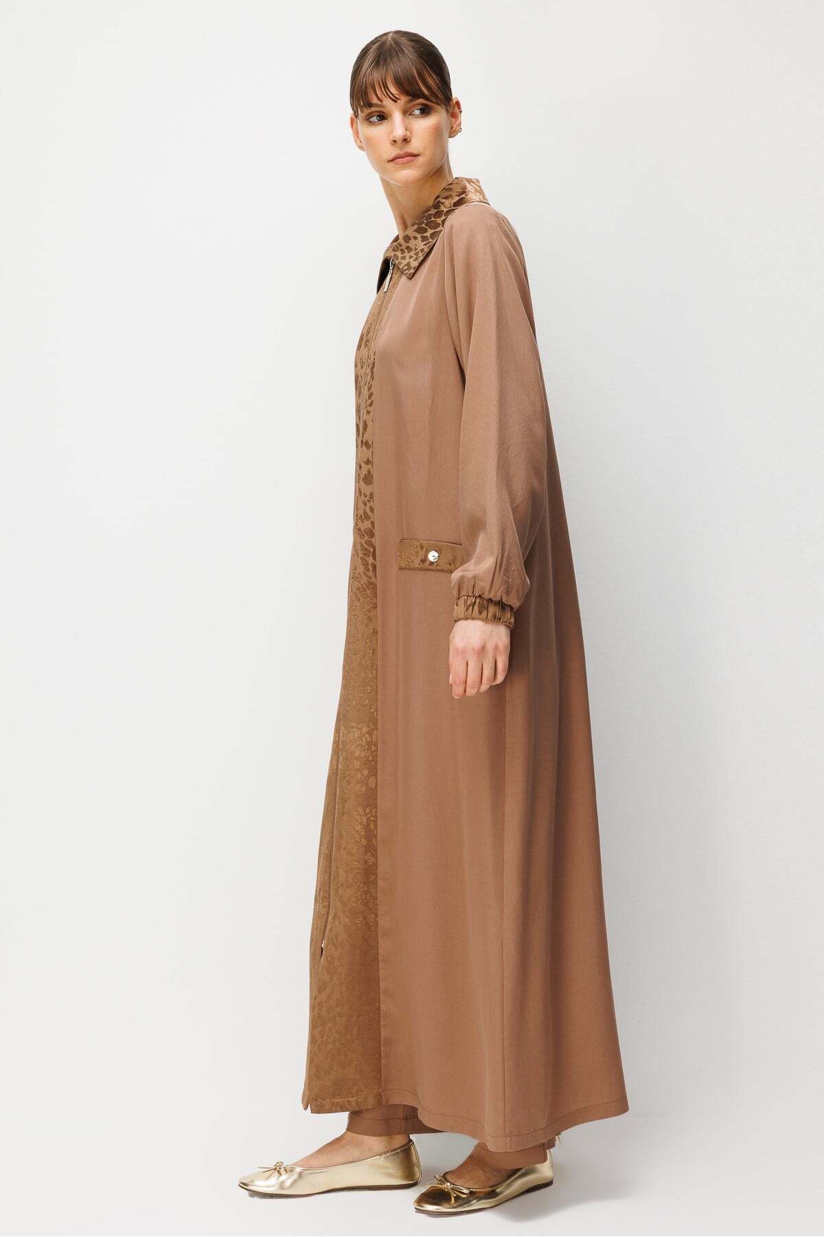 【メガレア】Brown Sugar - Free Micca %100 Doğal LyoCELL Maxi Dökümlü Soft Kumaş ve Desen Geçişli