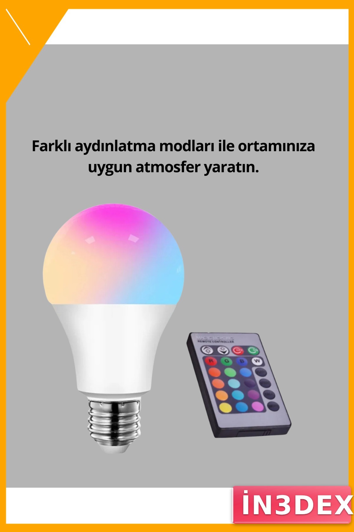 16 Renk RGB LED Ampul E27 Uzaktan Kumandalı 15W Dekoratif Aydınlatma
