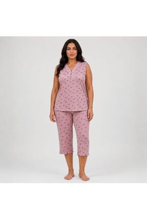GAMDELLE MODA Kadın Bambu Büyük Beden Kapri Pijama Takımı