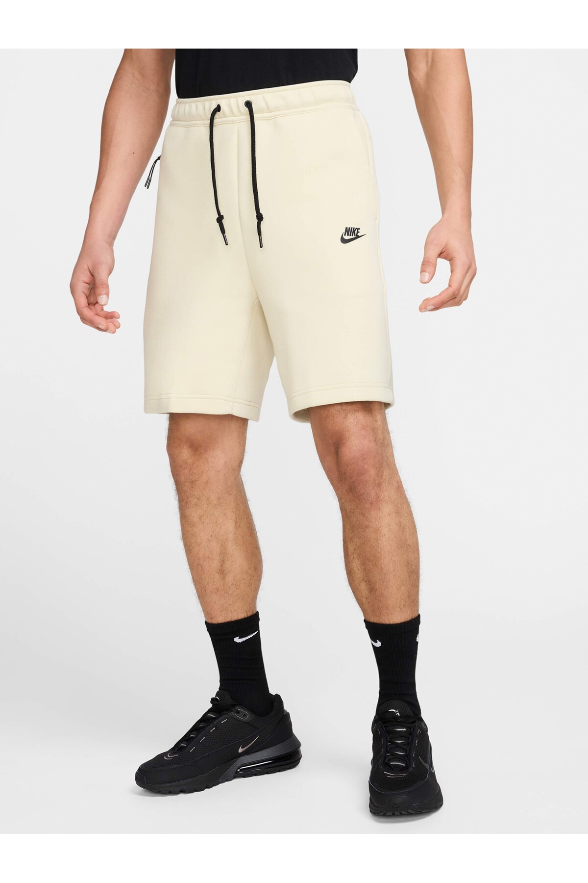 شلوارک ورزشی مردانه رد اسپورت مدل Tech Fleece Beige نایکی شورت ورزشی Nike