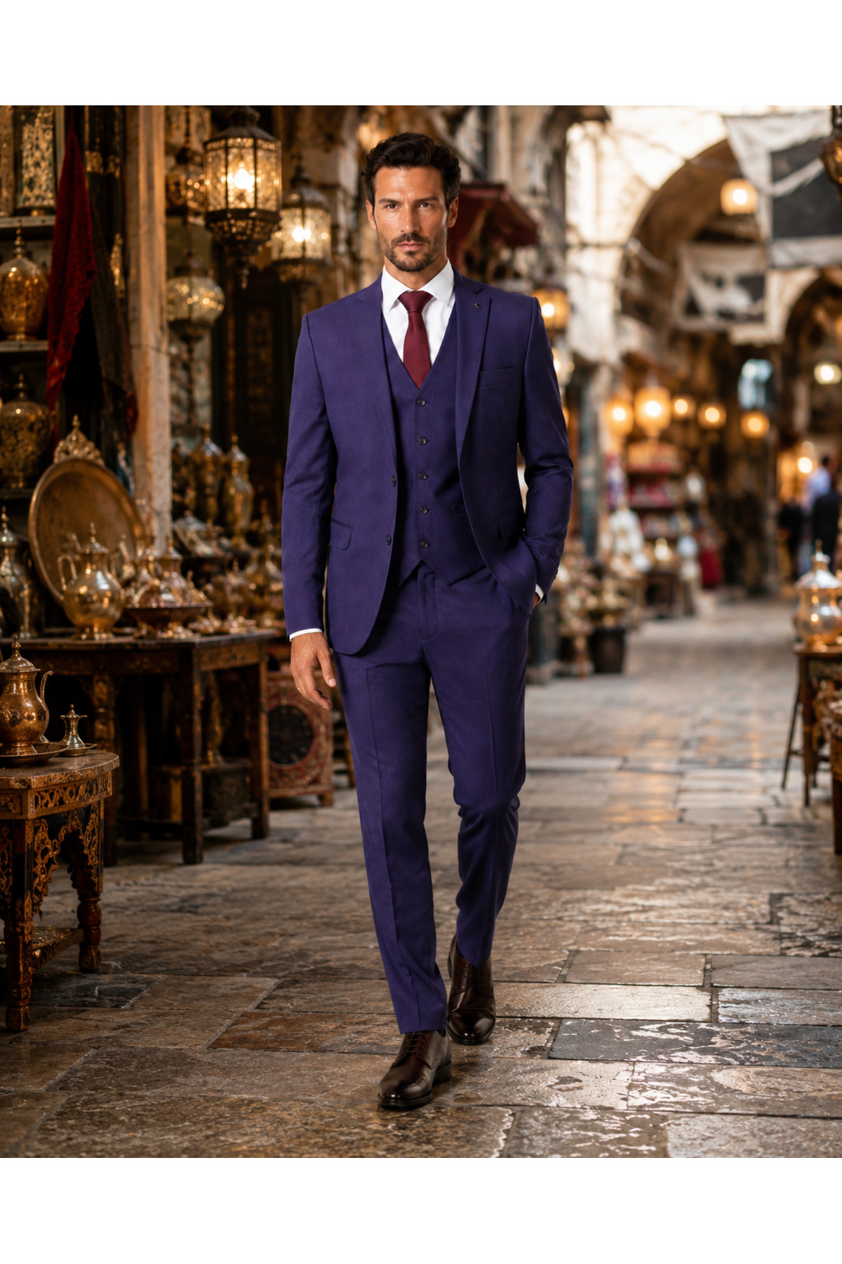 کت و شلوار مردانه – Slim Fit Premium Classic Elegance — بنفش 57-6544/133-1102 — تصویر 3 از 5