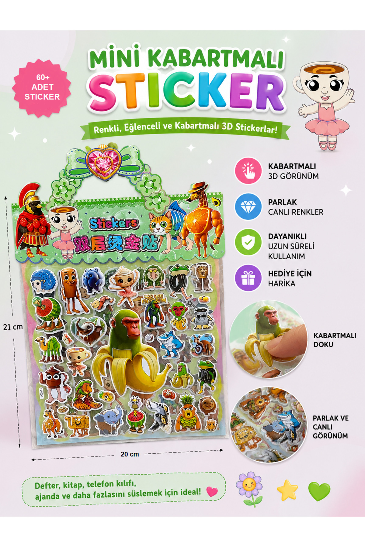 Luxmon Brainrot Figürlü Mini Kabartmalı Sticker Seti Defter Laptop