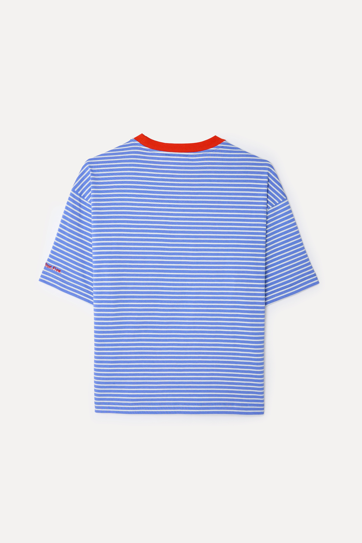 Mudo  Kadın Mavi Çizgili Loose Fit Bisiklet Yaka T-Shirt - Görsel 2