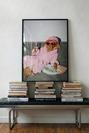 TabloRosa Siyah Çerçeveli Modern Dekoratif Poster Tablo – Rich Dog | Retro Ko...