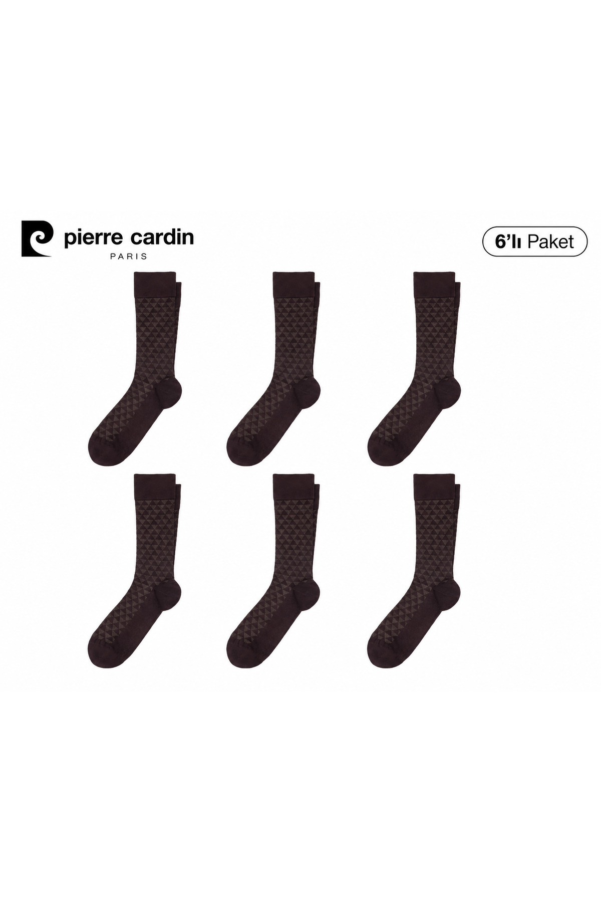 جوراب ساق بلند طرح‌دار قهوه‌ای مردانه طرح‌دار بامبو پیر کاردین جوراب Pierre Cardin