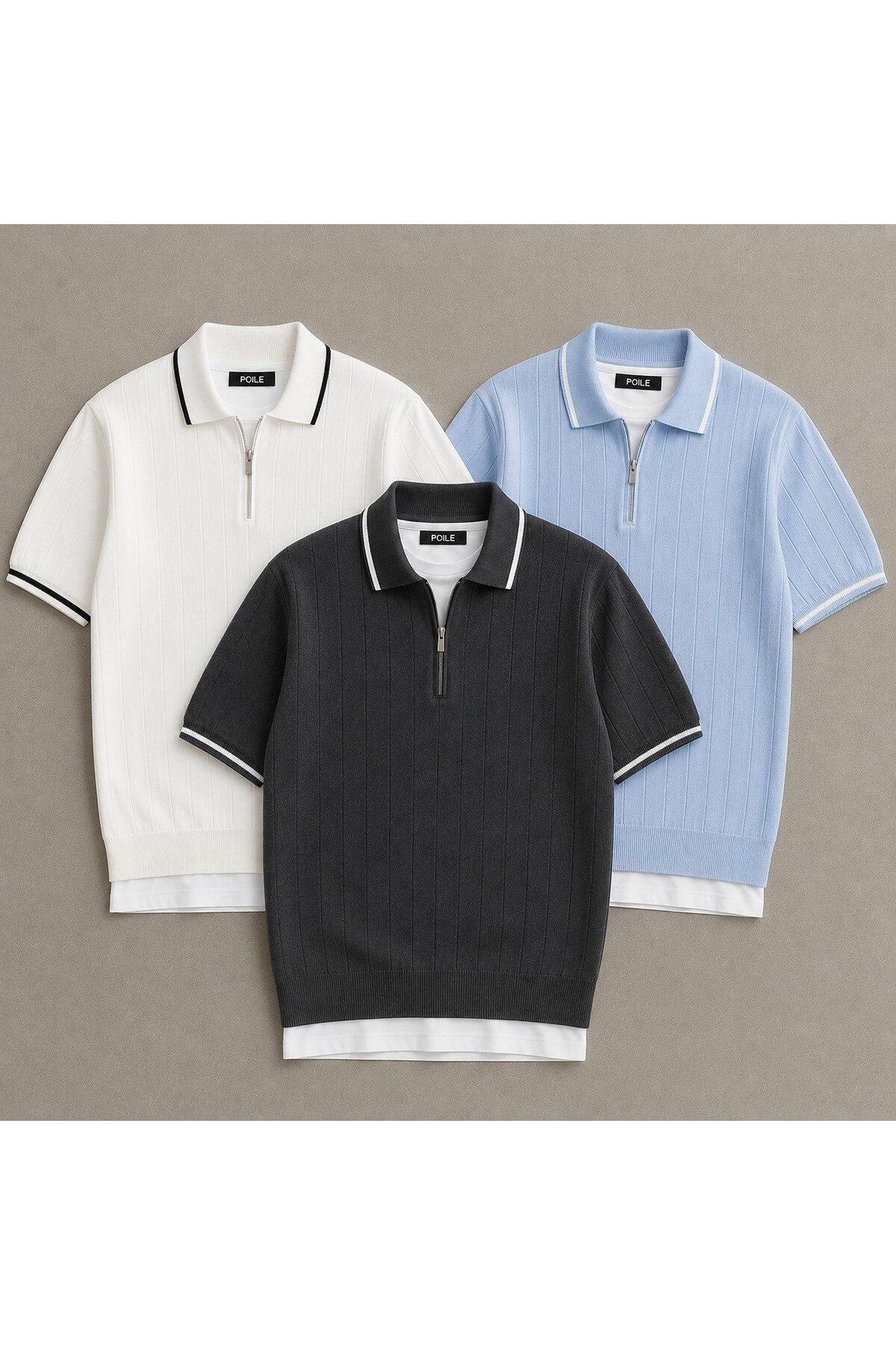 Knitted Knitwear T-Shirt with 3-neck detail