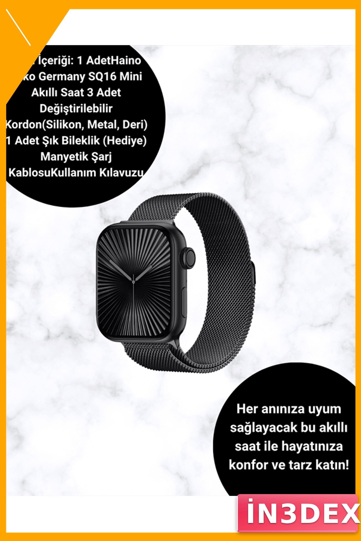 Unisex Akıllı Saat Sağlık ve Spor Takibi Manyetik Şarj SQ-16