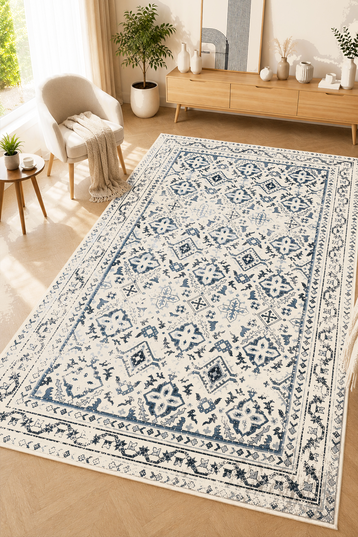 Cheyar Machine Washable Anti-Slip Base Stainproof Digital Living Room Rug Kitchen Carpet and Runner