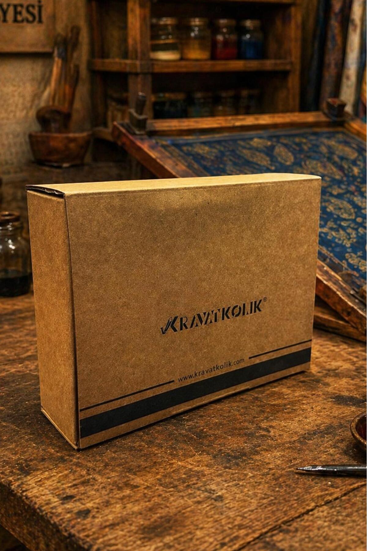Kravatkolik Sarı - Lacivert Motif İpek Papyon SB193 görsel 8
