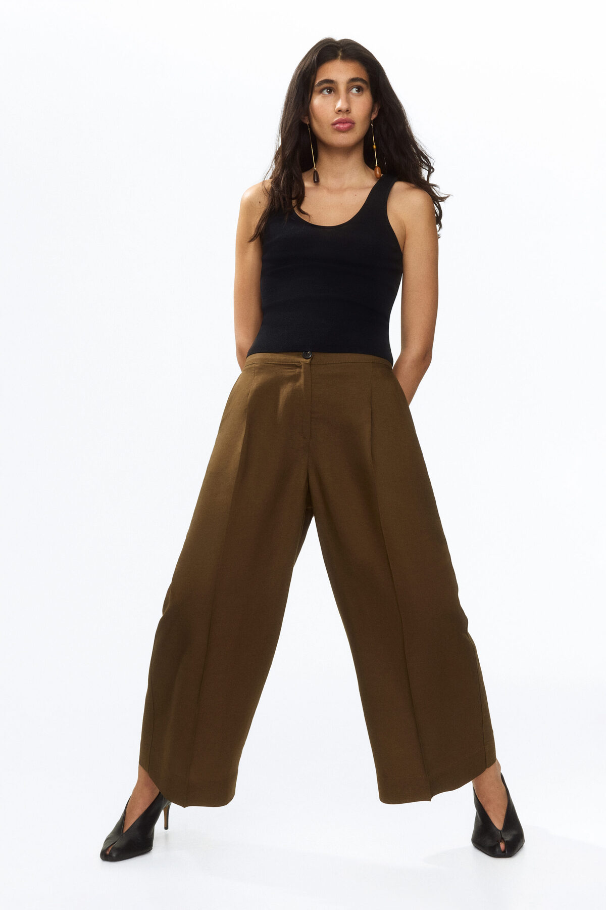 H&M Keten Karışımlı Bilek Boyu Pantolon görsel 2