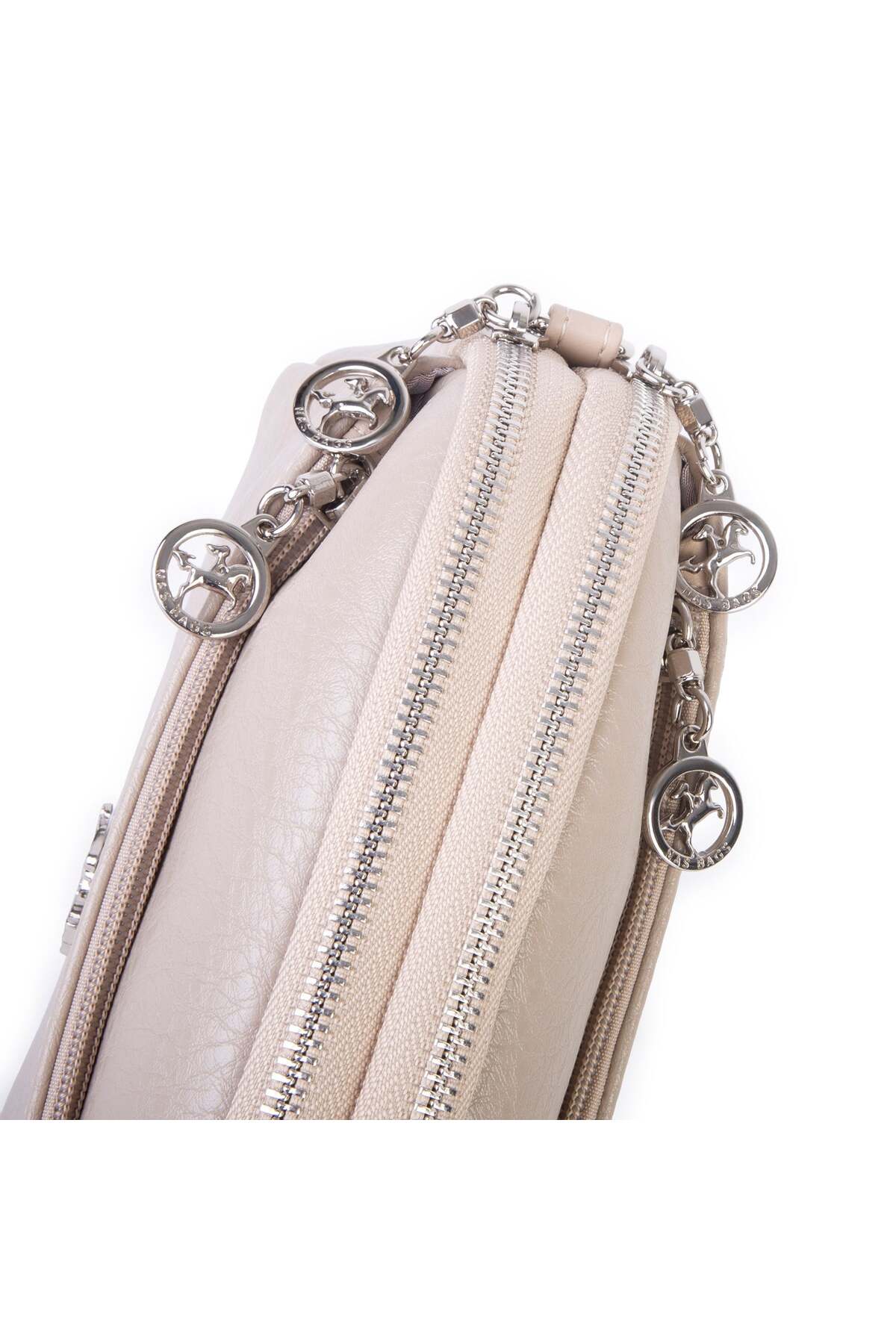 Nas Bag Kadın Günlük Sade Şık Çok Gözlü Çapraz Çanta (23x14 cm) Kum Victoria görsel 3