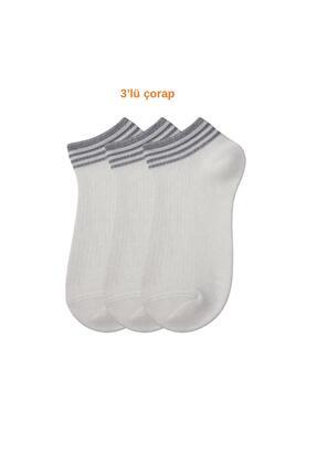 hür socks 3'Lü Beyaz Mikro Patik Çorap - Unisex Çorap - Patik Çorap-
