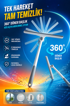 Venon 360 ° Döner Başlıklı Cam Silme Çekeceği Duşakabin Cam Temizleme Aparatı...