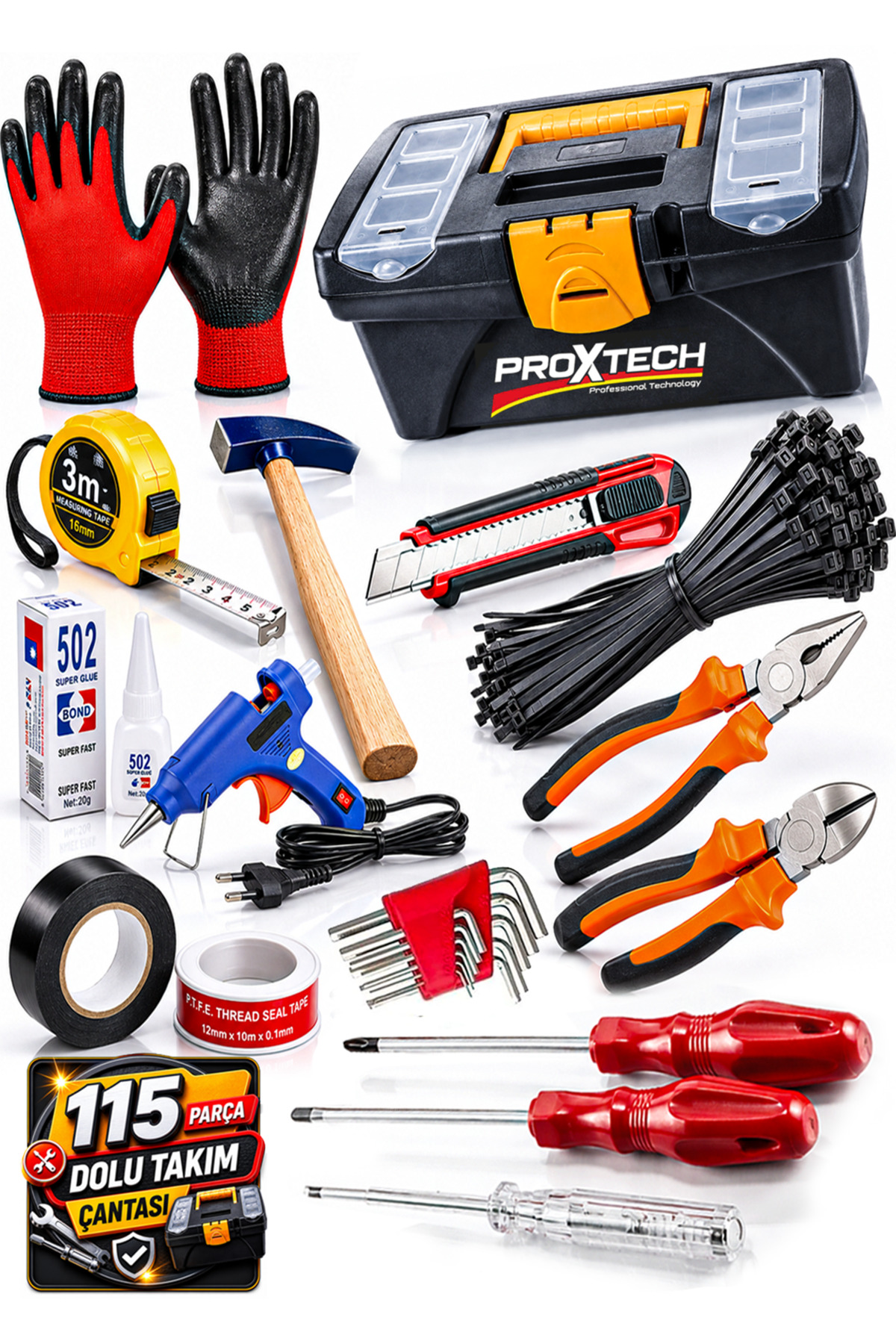 PROXTECH 122 Parça El Aletleri Takım Çantası Pense Yankeski