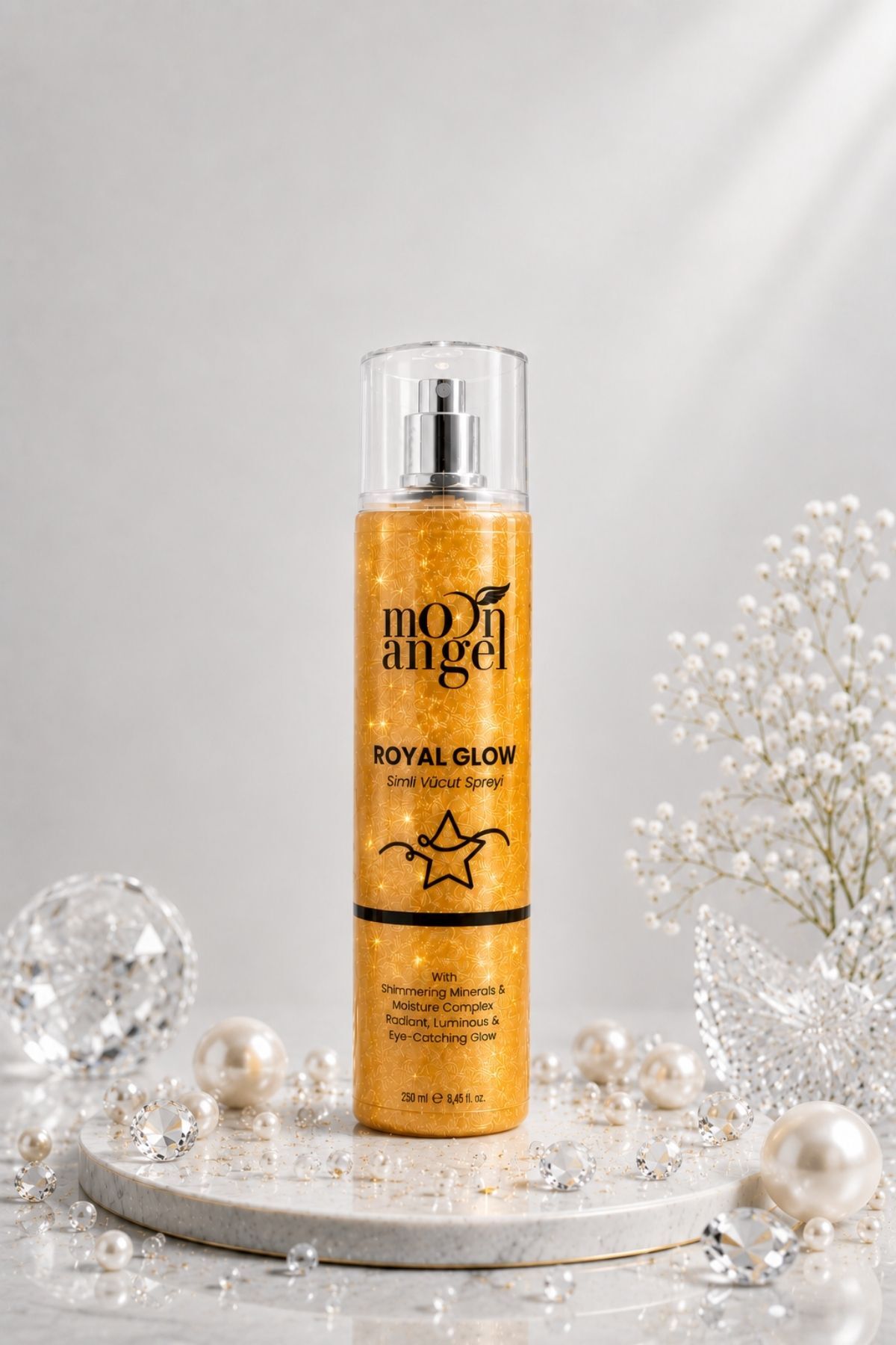 Royal Glow Simli Vücut Spreyi 250 ml Nemlendirici Işıltılı Body Mist — görsel 3