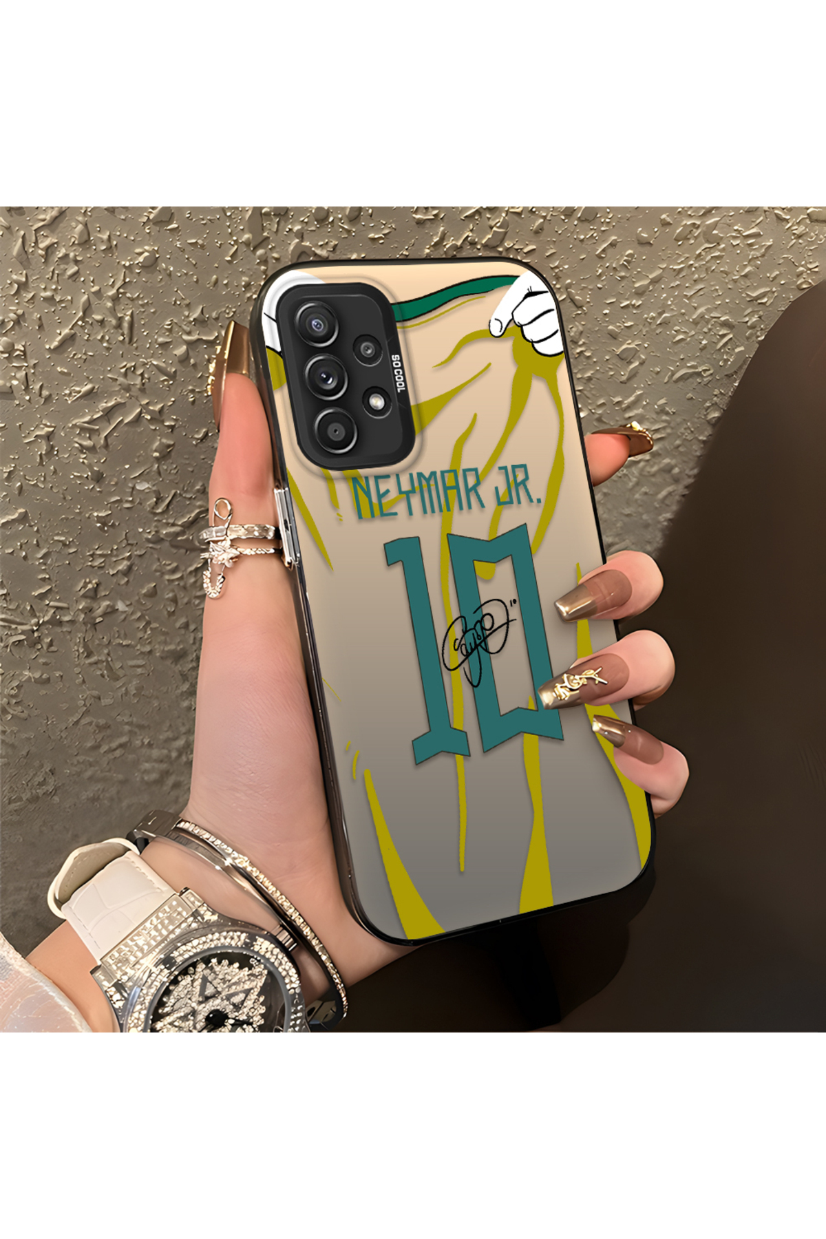 Samsung Galaxy A52S 5G Compatible Silicone Edge Hard Back Case Couple Phone Case with Neymar Pattern