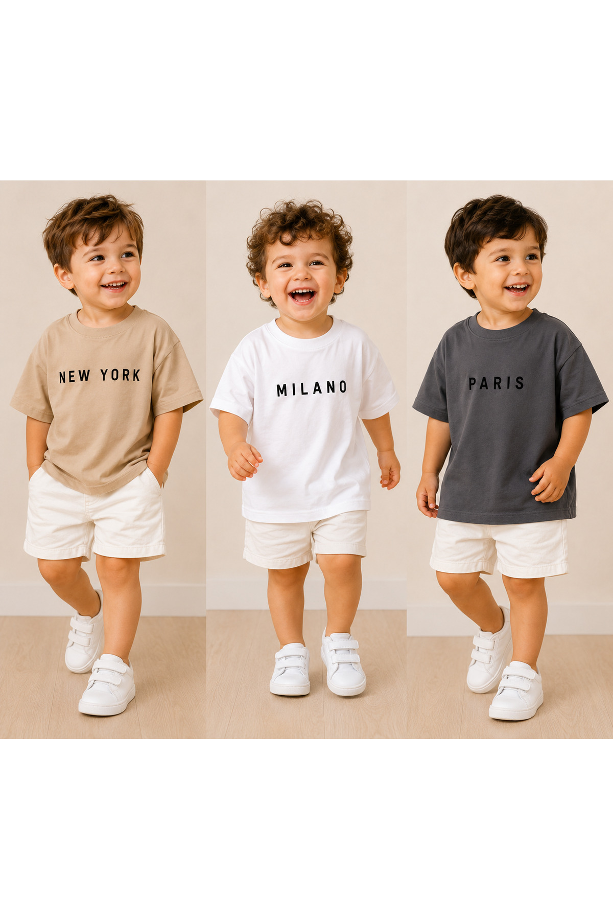 Melodikids Boy's Summer 3-Piece T-Shirt Set 100% Cotton