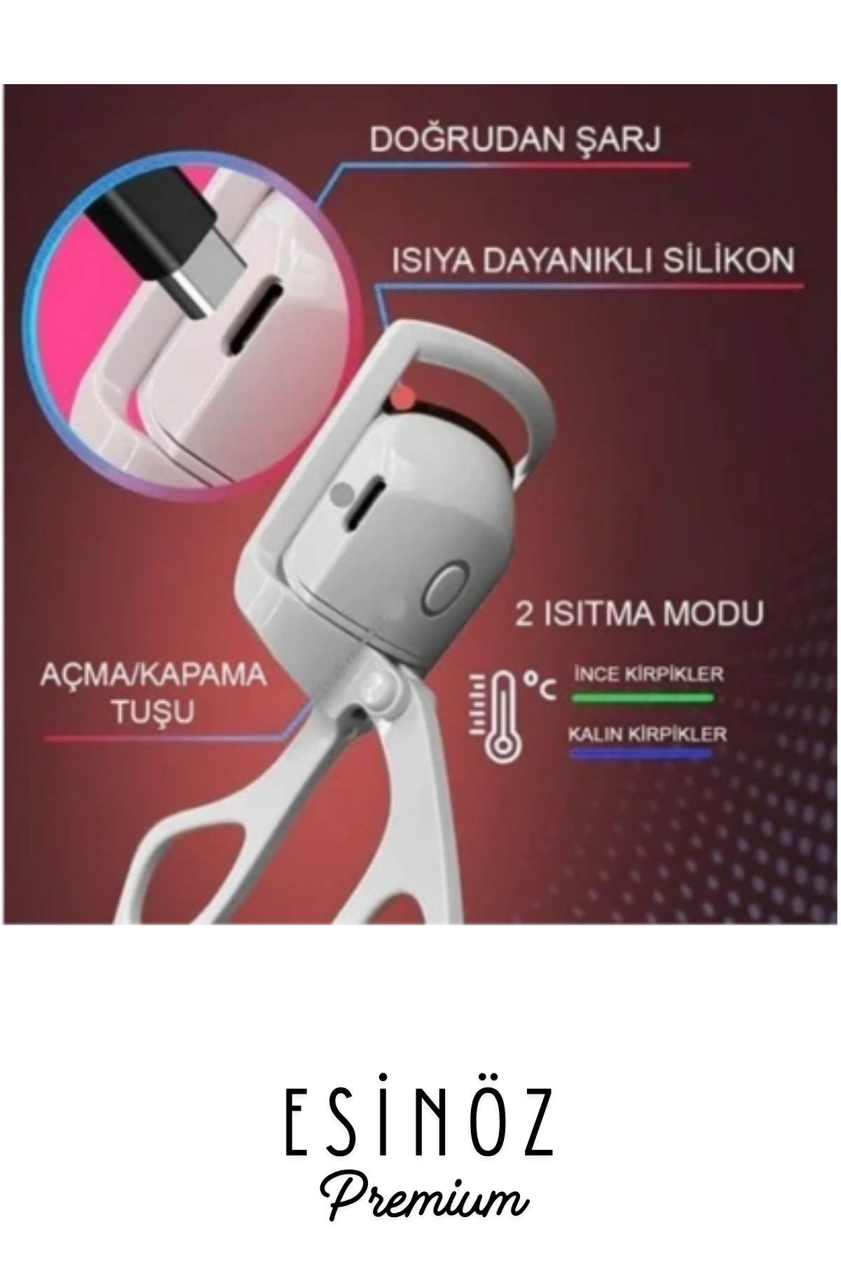 #KirpikKıvırıcı Isıtmalı Elektronik Şarj Edilebilir Kirpik Şekillendirici Isıtmalı Kirpik Kıvırma Makinesi Kalıcı Doğal Kıvırma Etkili USB Kirpik Makası Profesyonel Aparat Kozmetik — رنگارنگ EK145 — تصویر 3 از 3