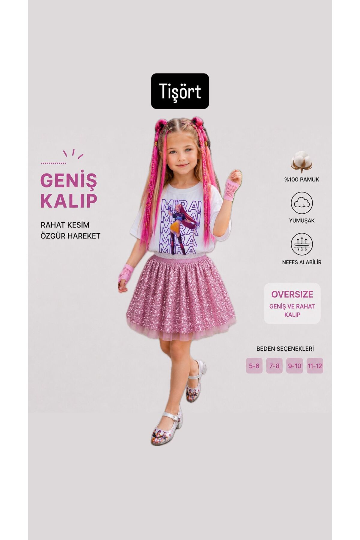 bemora kids kpop mira baskılı tişört huntrix tişört - Fiyatı