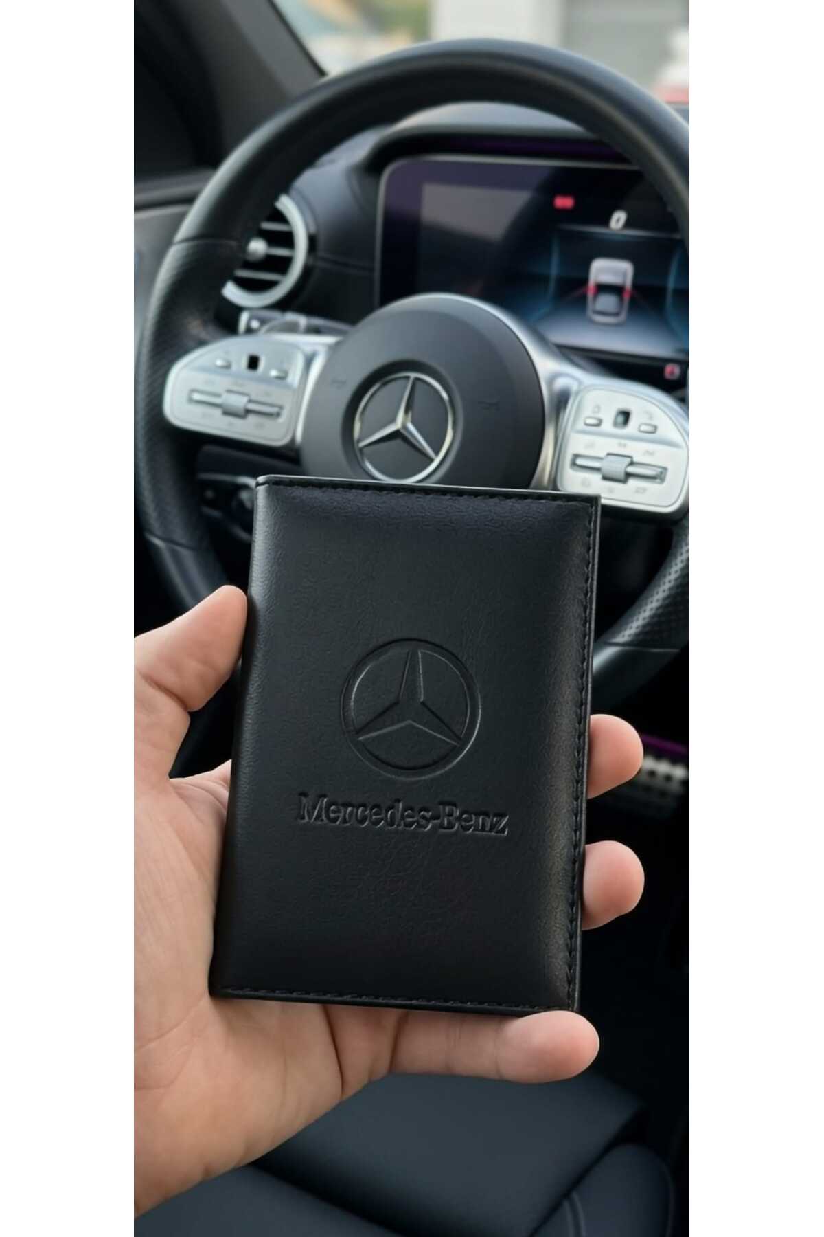 shop Mercedes Logo Baskılı Deri Ruhsat Kılıfı