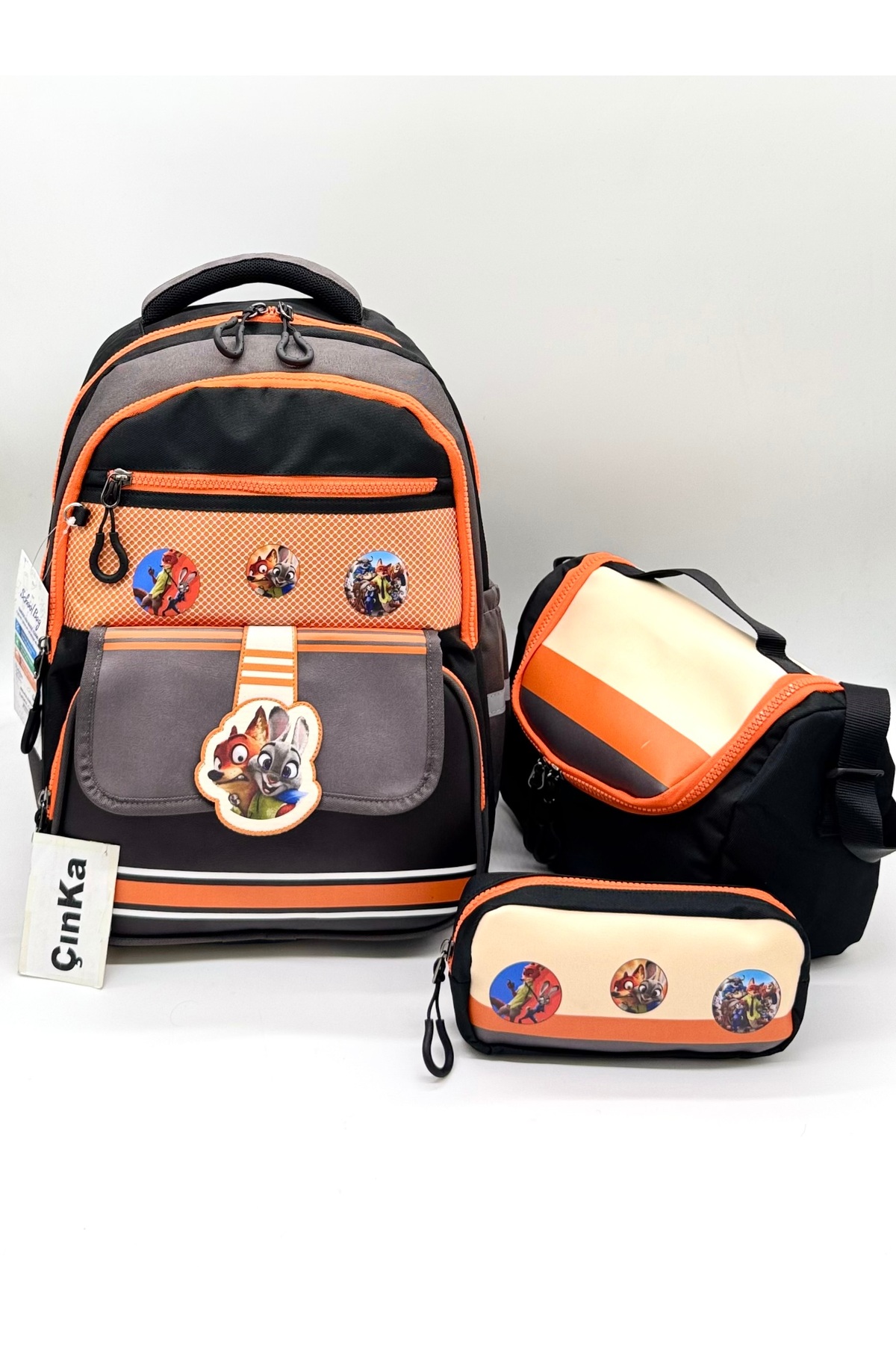Çınka Bags Fox and Rabbit Patterned Children's School Backpack Set with ...