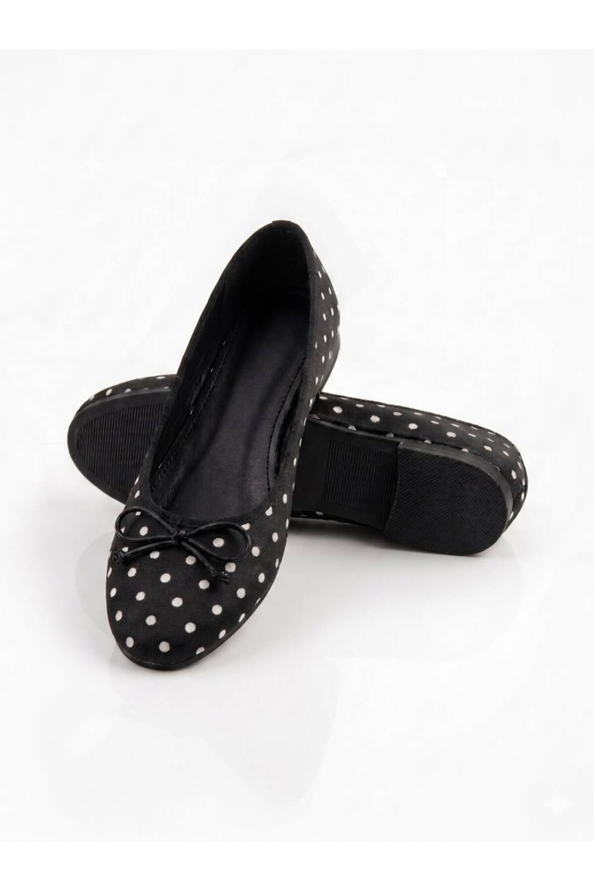 MAYA SHOES Kadın Puantiyeli Fiyonklu Detaylı Günlük Rahat Babet görsel 3