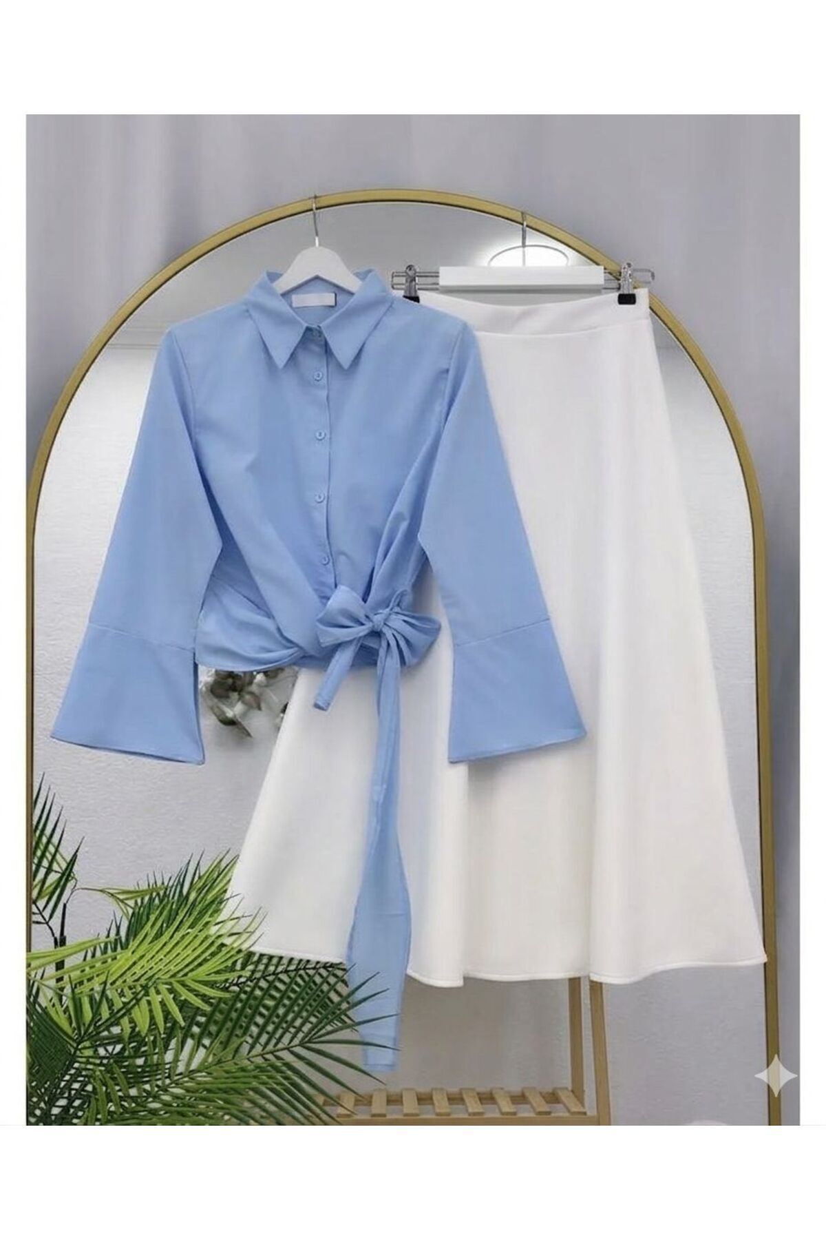 EC MODA Tie-Up Shirt and Skirt Set