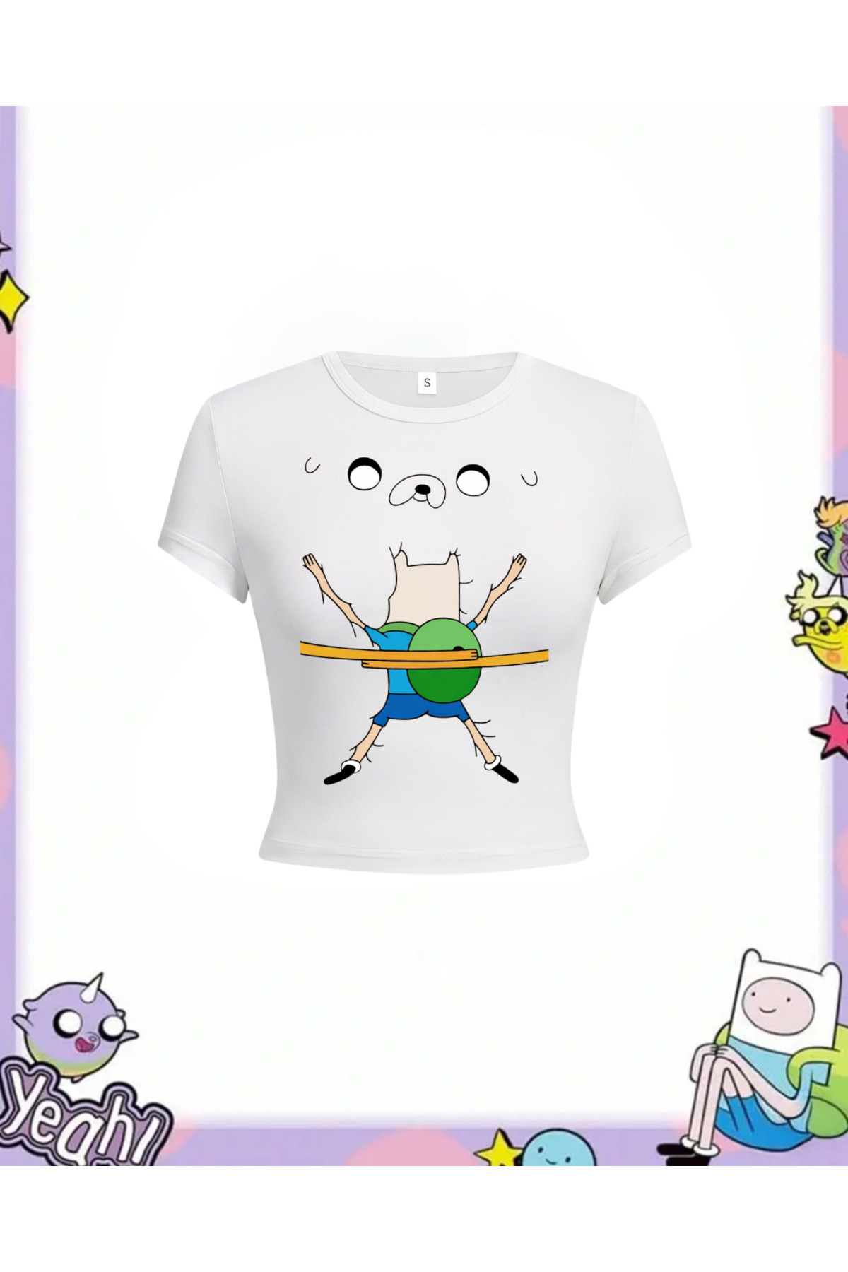 Adventure Time Fin and Jack Y2K Short Sleeve Crop