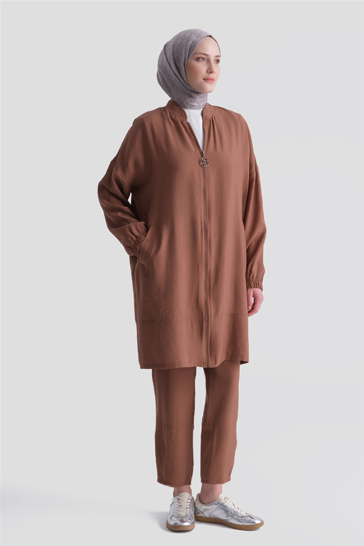 Armine Zipper Detailed Suit Orange