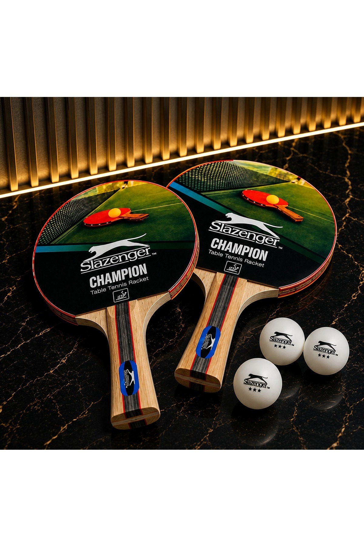 ست راکت و توپ تنیس روی میز Champion Ittf Onaylı شامل 2 راکت و 3 توپ
