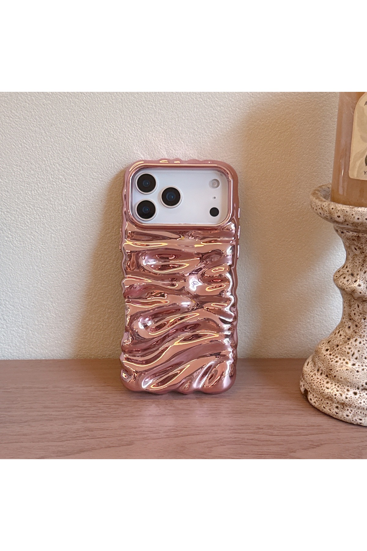 Iphone 15 Pro Max (6.7 inch) Compatible Wavy Wrinkle Detailed 3d Surface Bright Color Summer Lux Case