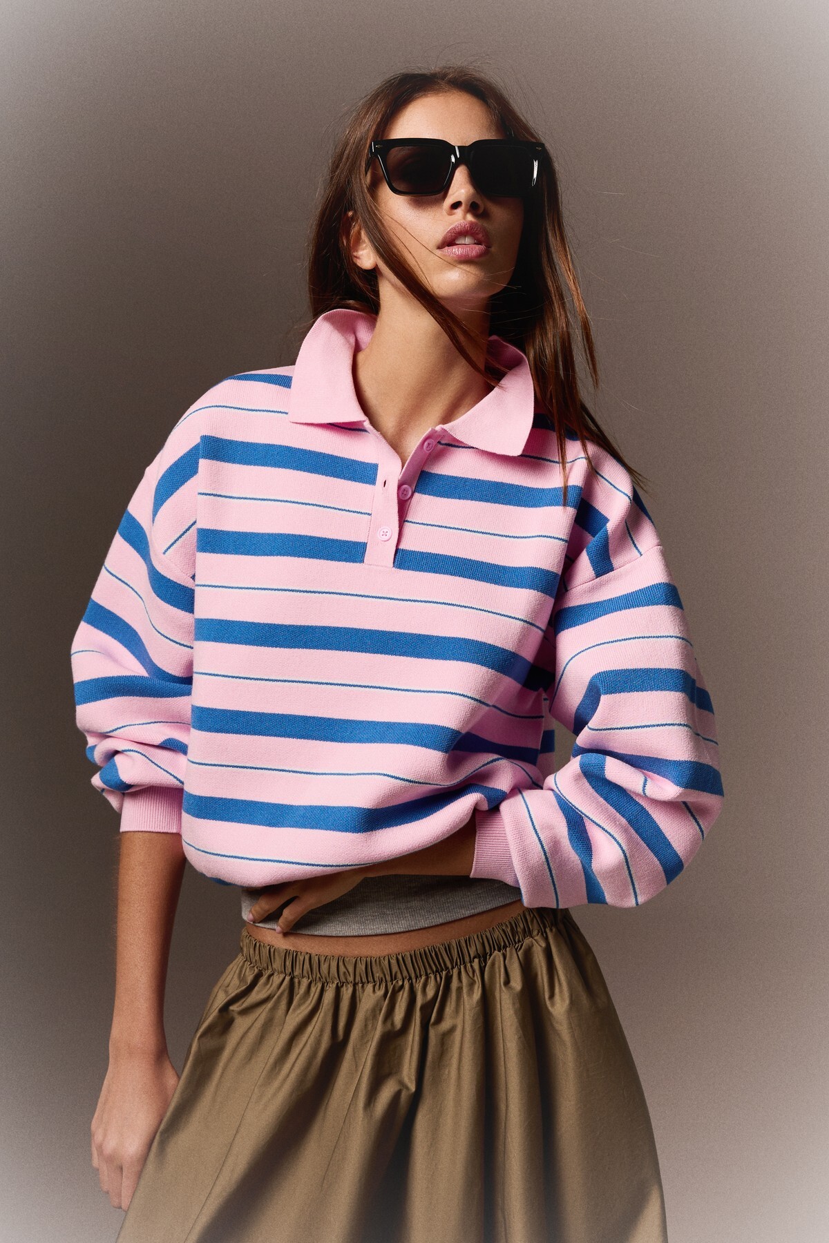 Bershka Oversize polo yaka kazak
