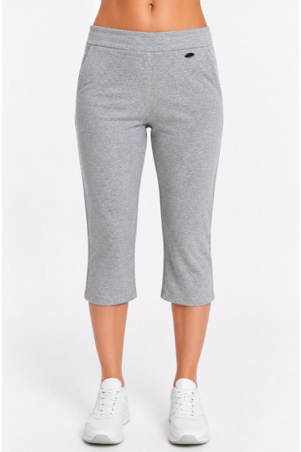 Women's Gray Melange Capri Joggers K-225
