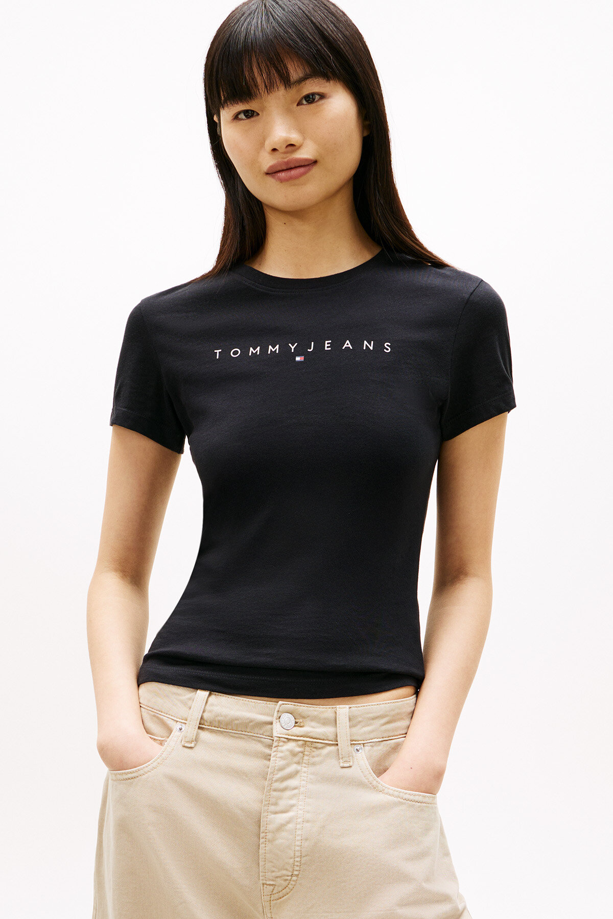 Tommy Jeans Pamuklu Slim Fit Logo Baskılı Bisiklet Yaka T Shirt T SHİRT DW0DW18398 0GK