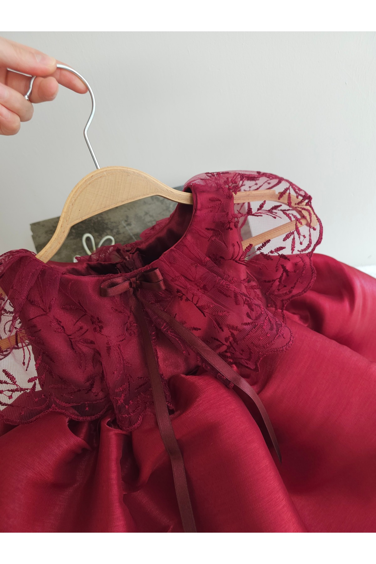 Elwirababyboutiqe bordo vintage kabarık elbise