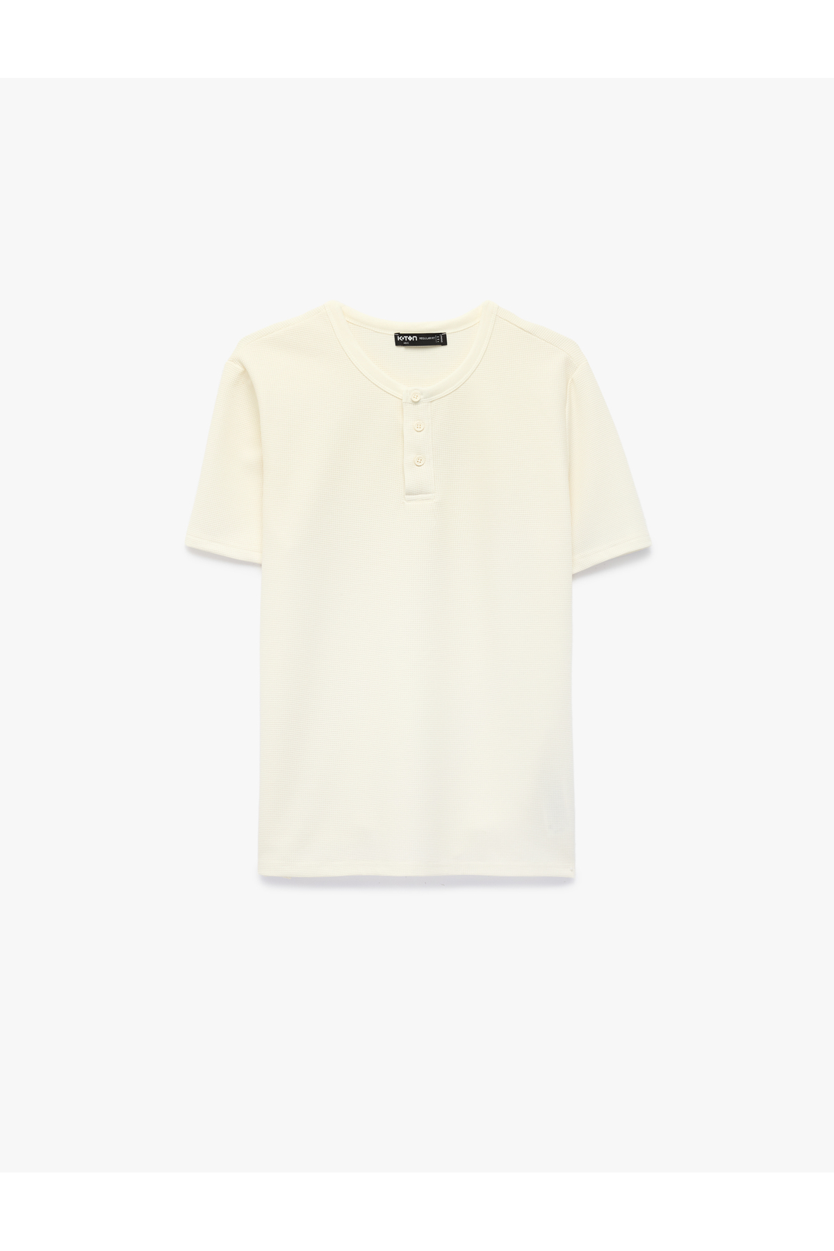 Koton Regular Fit Waffle Textured Short Sleeve Buttoned Henley Collar T-Shirt