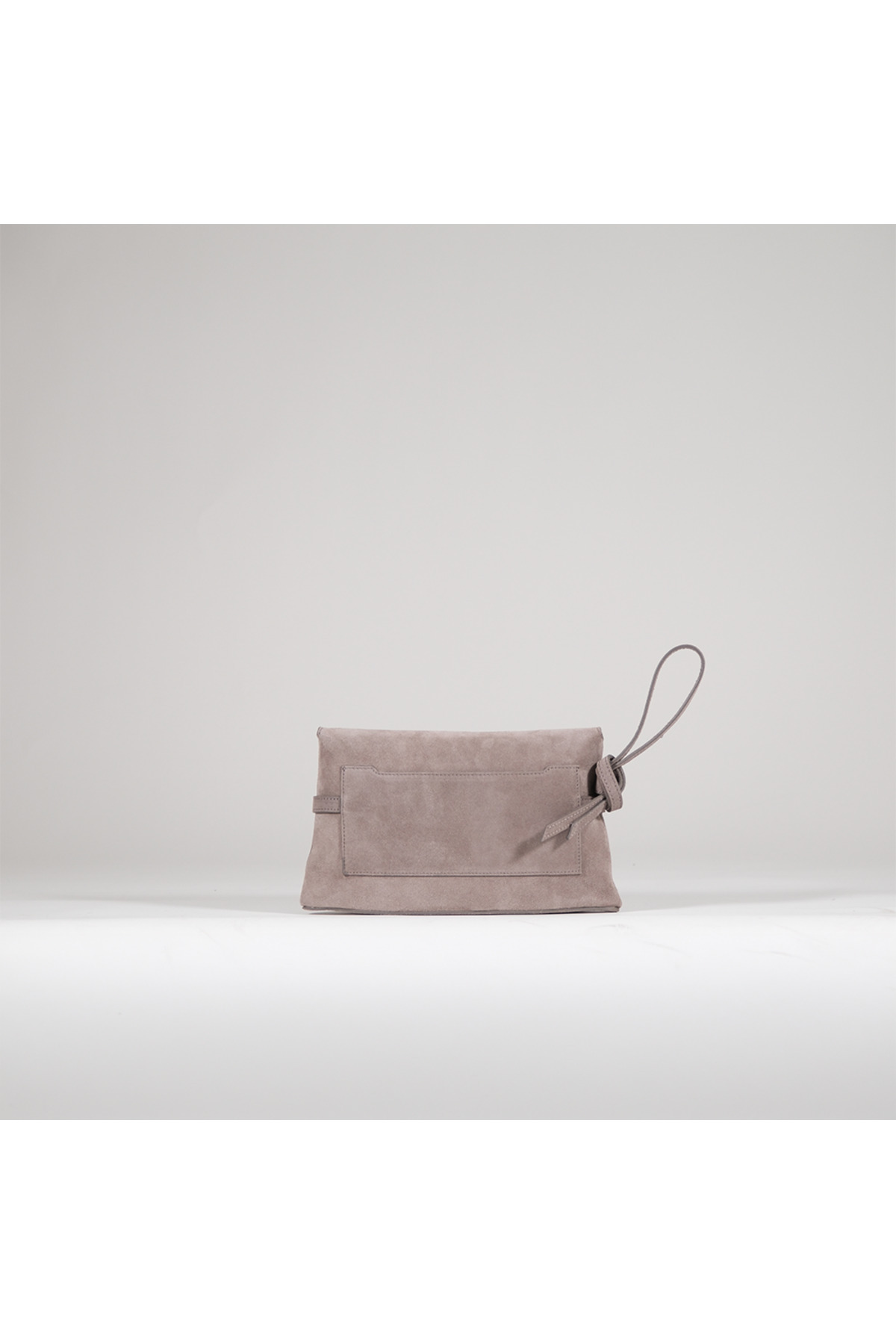 BEGRA ATELIER BEGRA Elara %100 Hakiki Süet Clutch Çanta - Gri (Taupe) görsel 4