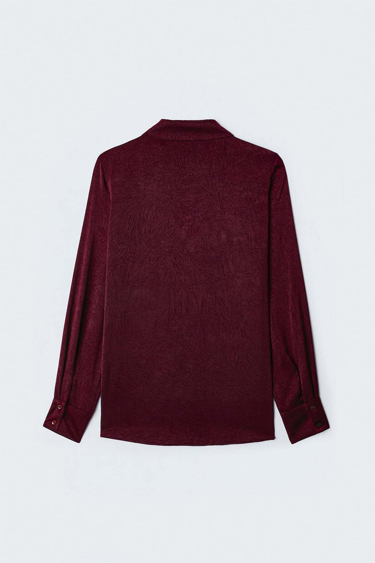 Sateen Gizli Patlı Gömlek - Bordo görsel 5