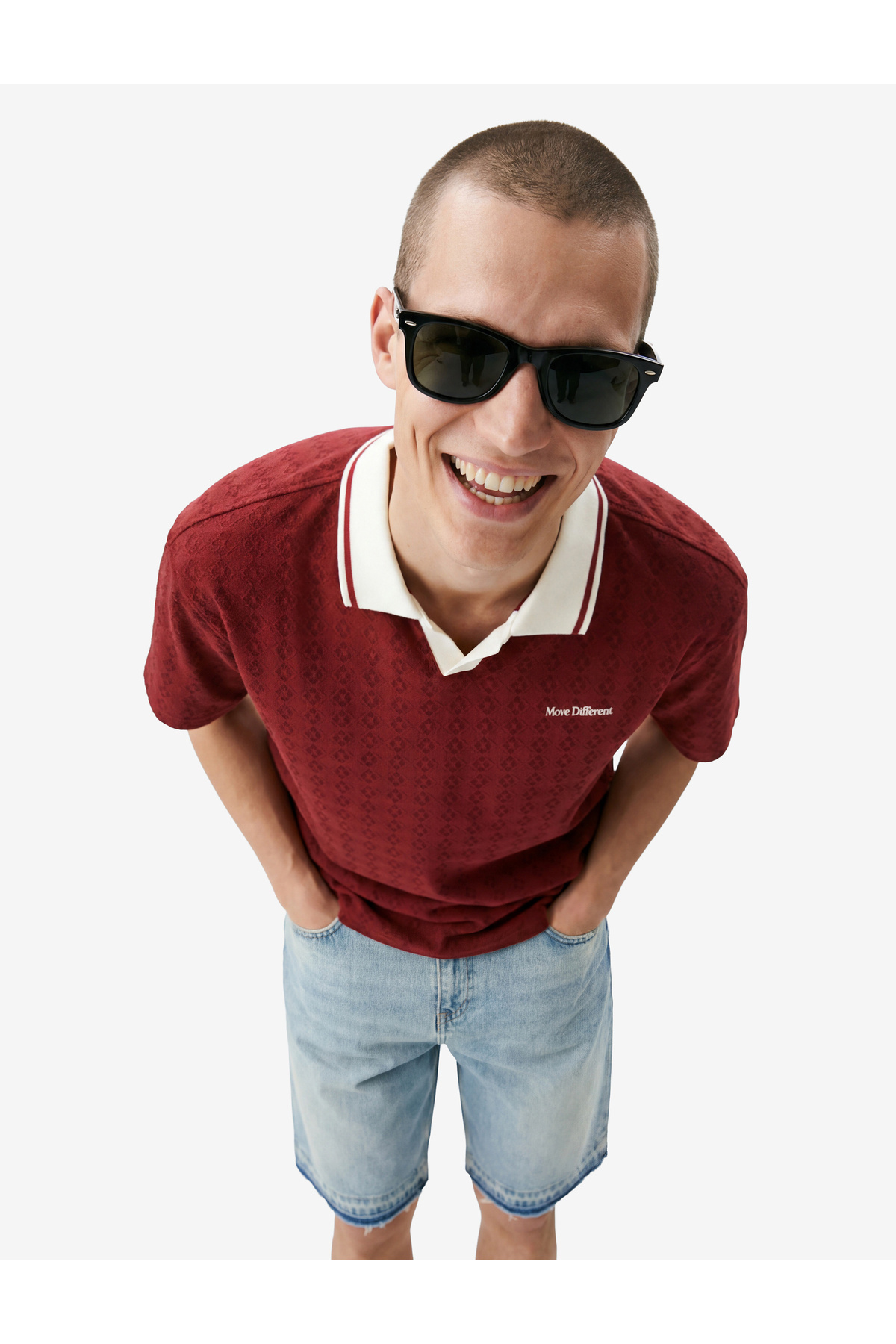 Koton Cotton Short Sleeve Patterned Color Contrast Polo Neck T-Shirt