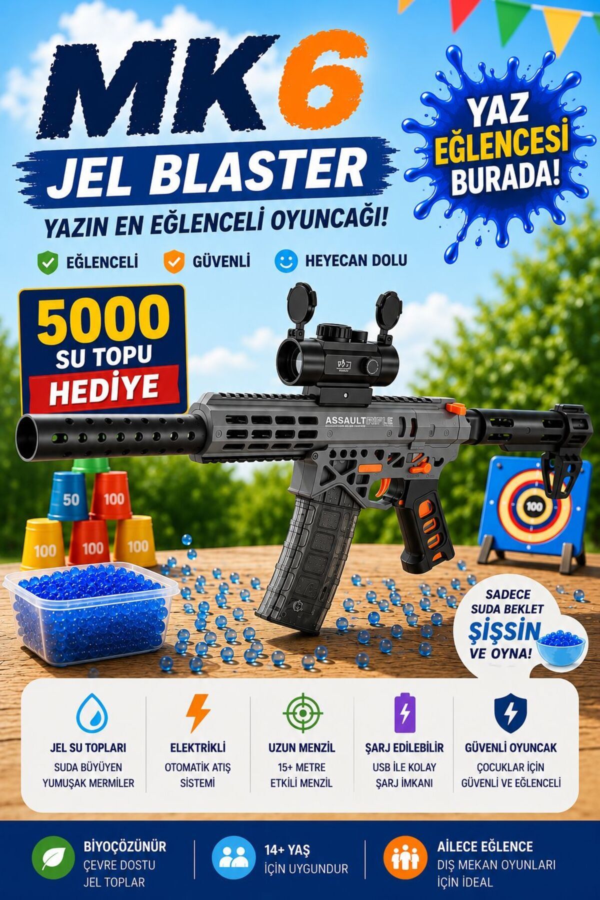 MK6 Gel Blaster Water Ball Throwing Toy Rechargeable