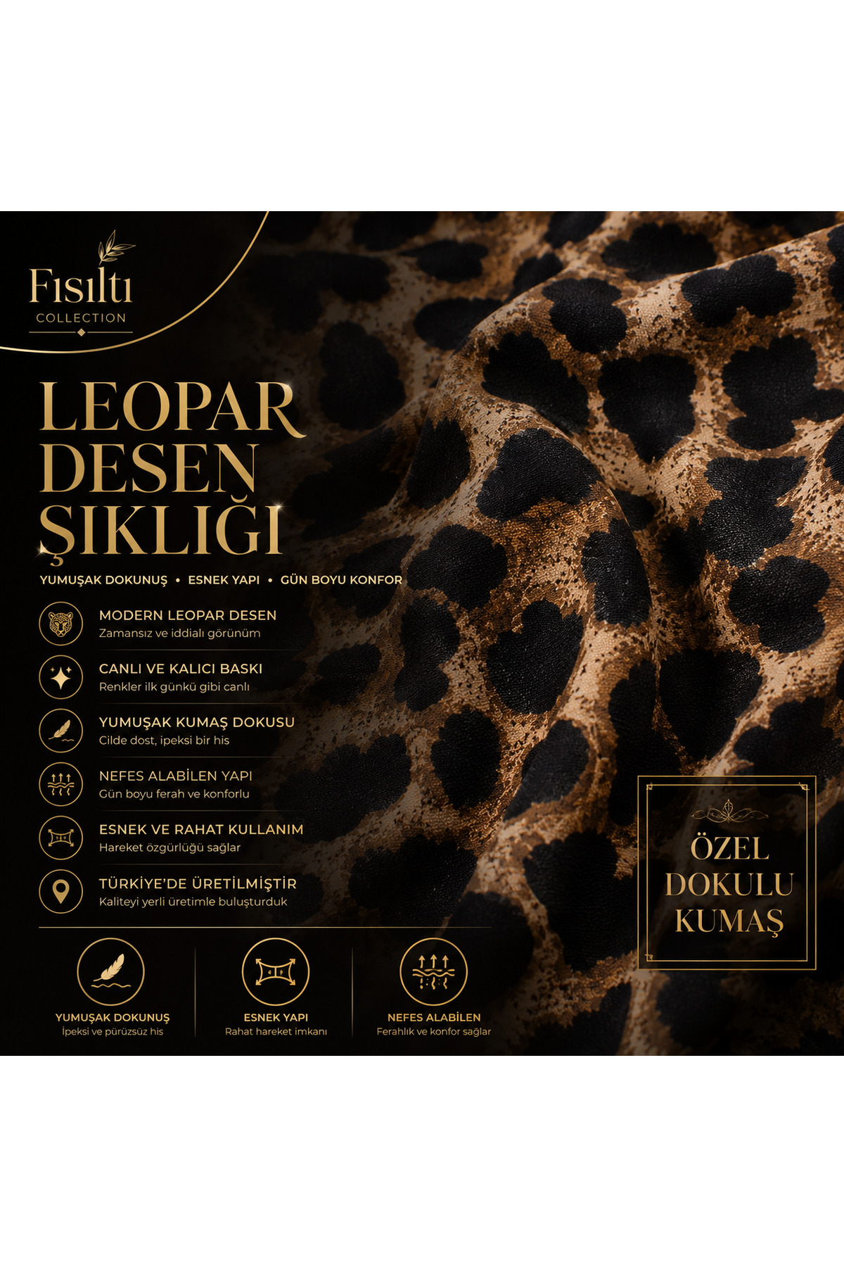 FISILTI COLLETİON Kadın Leopar Desenli İp Askılı Şortlu Pijama Takımı Yumuşak Dokulu Ev Giyim görsel 4