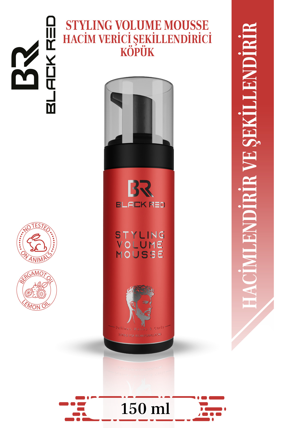 Black Red Styling Volume Mousse 150 ml Hacim Veren Bukle Belirginleştirici Saç Şekillendirici Köpük — BR152.01.0842