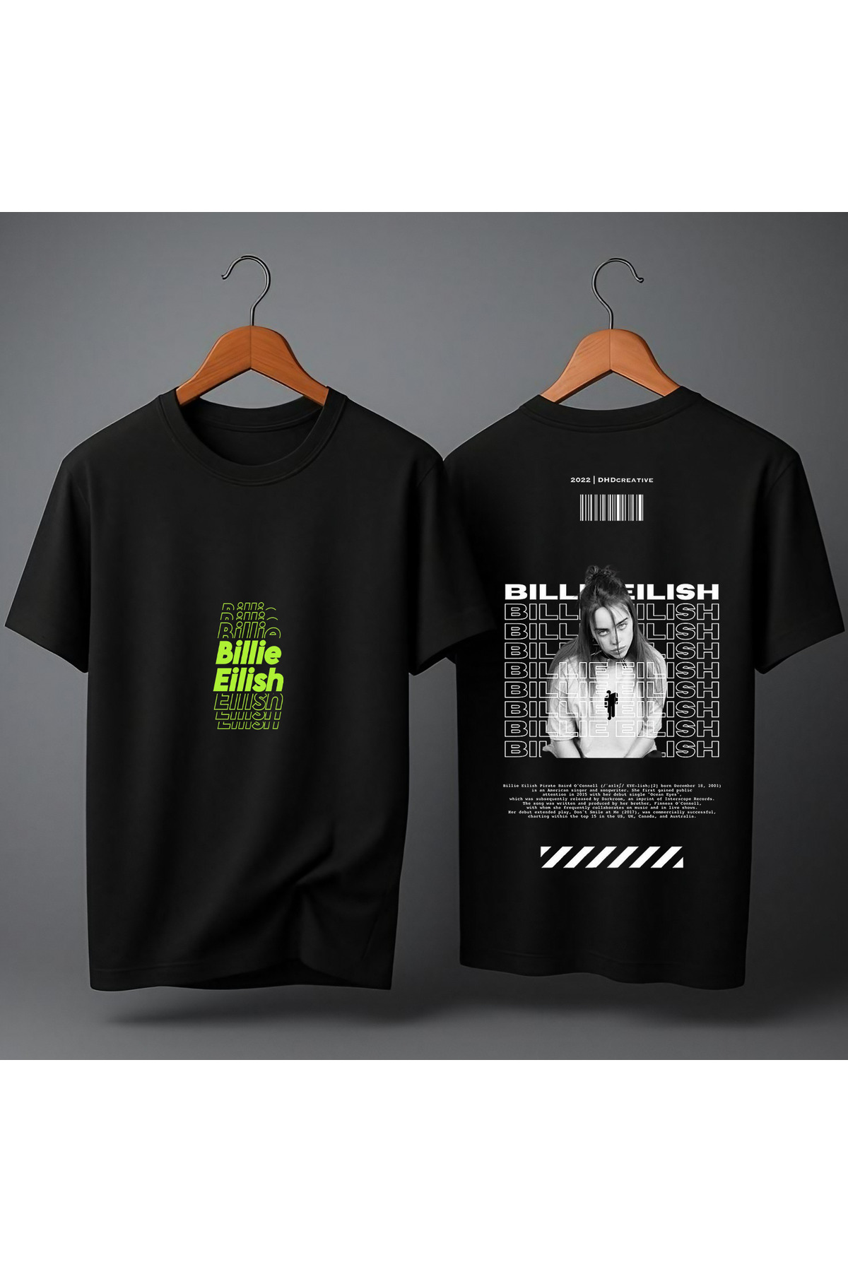 MAGORS Billie Eilish SIRT BASKILI Oversize Unisex Tişört Bisiklet