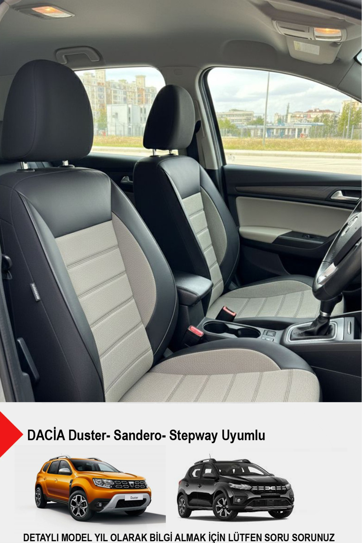 GM-DESIGN Speed Serisi Pike Kumaş Oto Koltuk Kılıfı - (DACİA Sandero-Stepway-Duster Uyumlu)