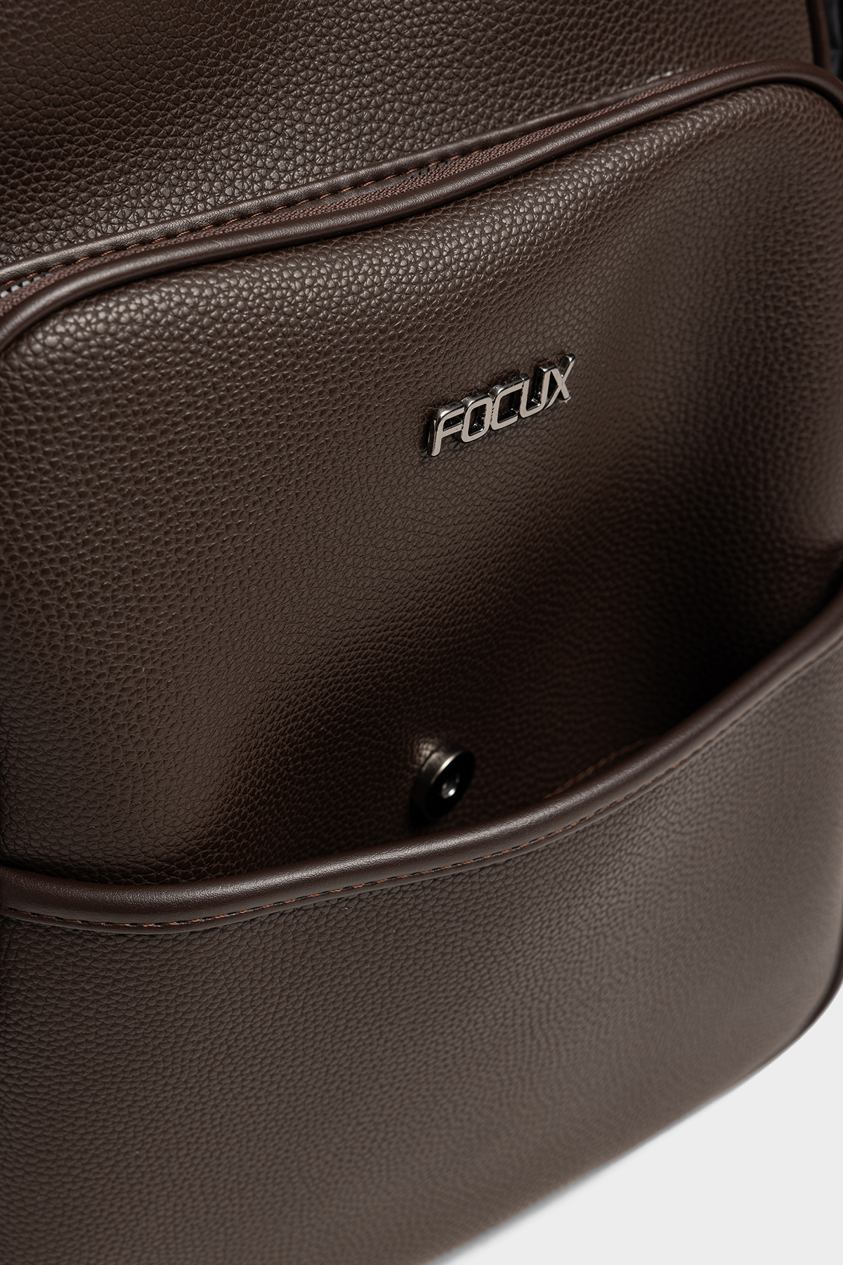 FOCUX -08 Unısex Laptop Bölmeli Deri Sırt Çantası Laptop Sırt Çantası KAHVERENGİ görsel 5