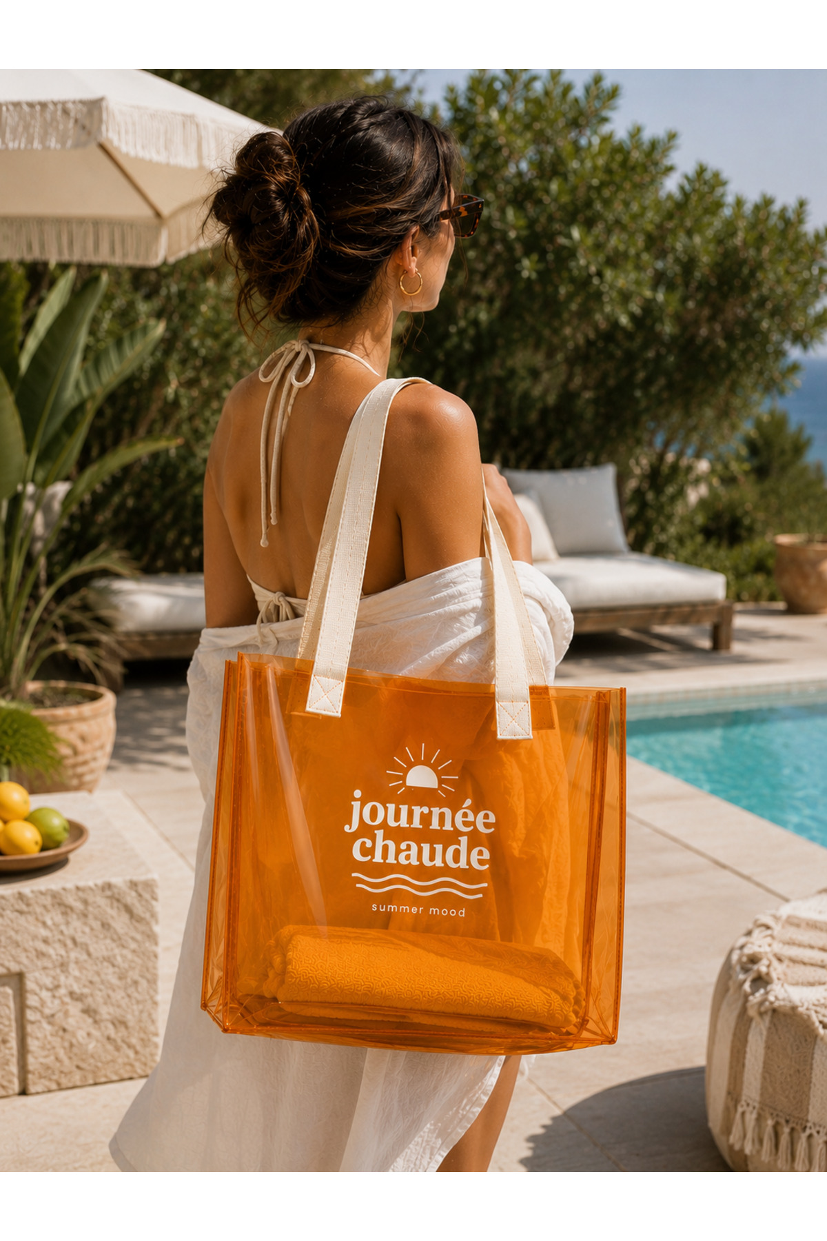 HİG HOME Su Geçirmez Şeffaf Plaj Çantası Büyük Boy Kadın Deniz Havuz Omuz Çantası PVC Şeffaf Çanta Beach Bag görsel 4
