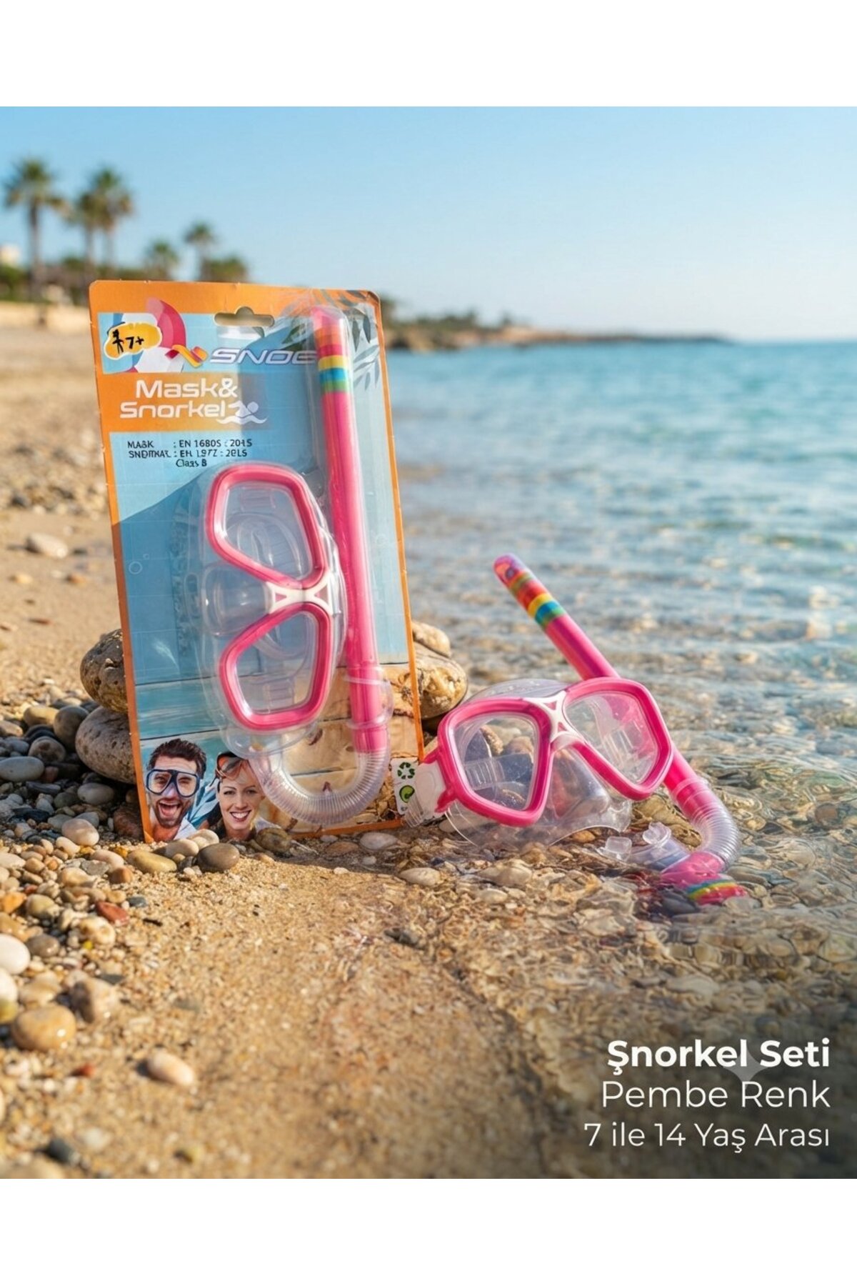 mavi su dünyası Şnorkel Seti Pembe Renk 7 ile 14 Yaş Arası