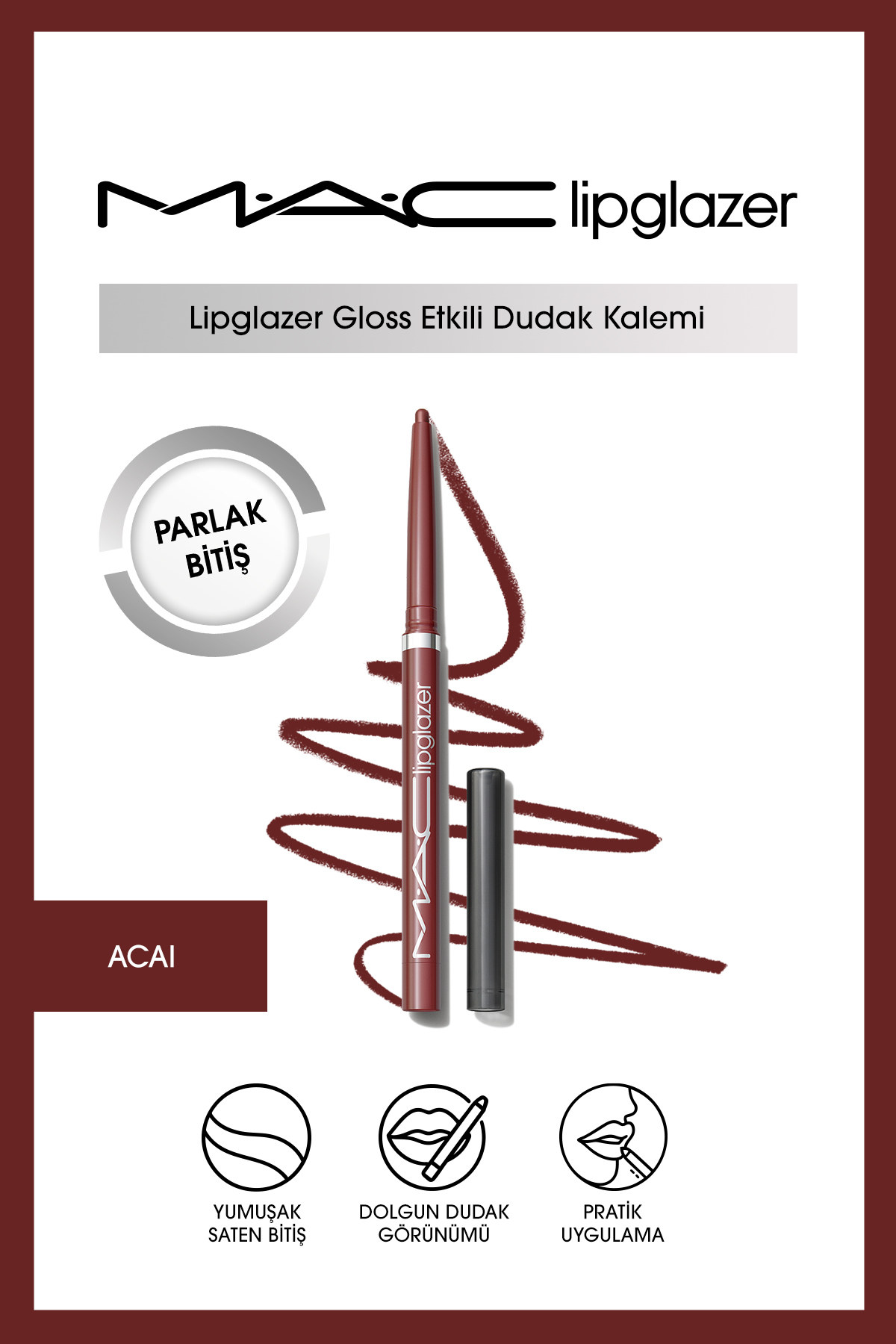 M.A.C Lipglazer Gloss Etkili Dudak Kalemi - Acai — زرشکی 137547