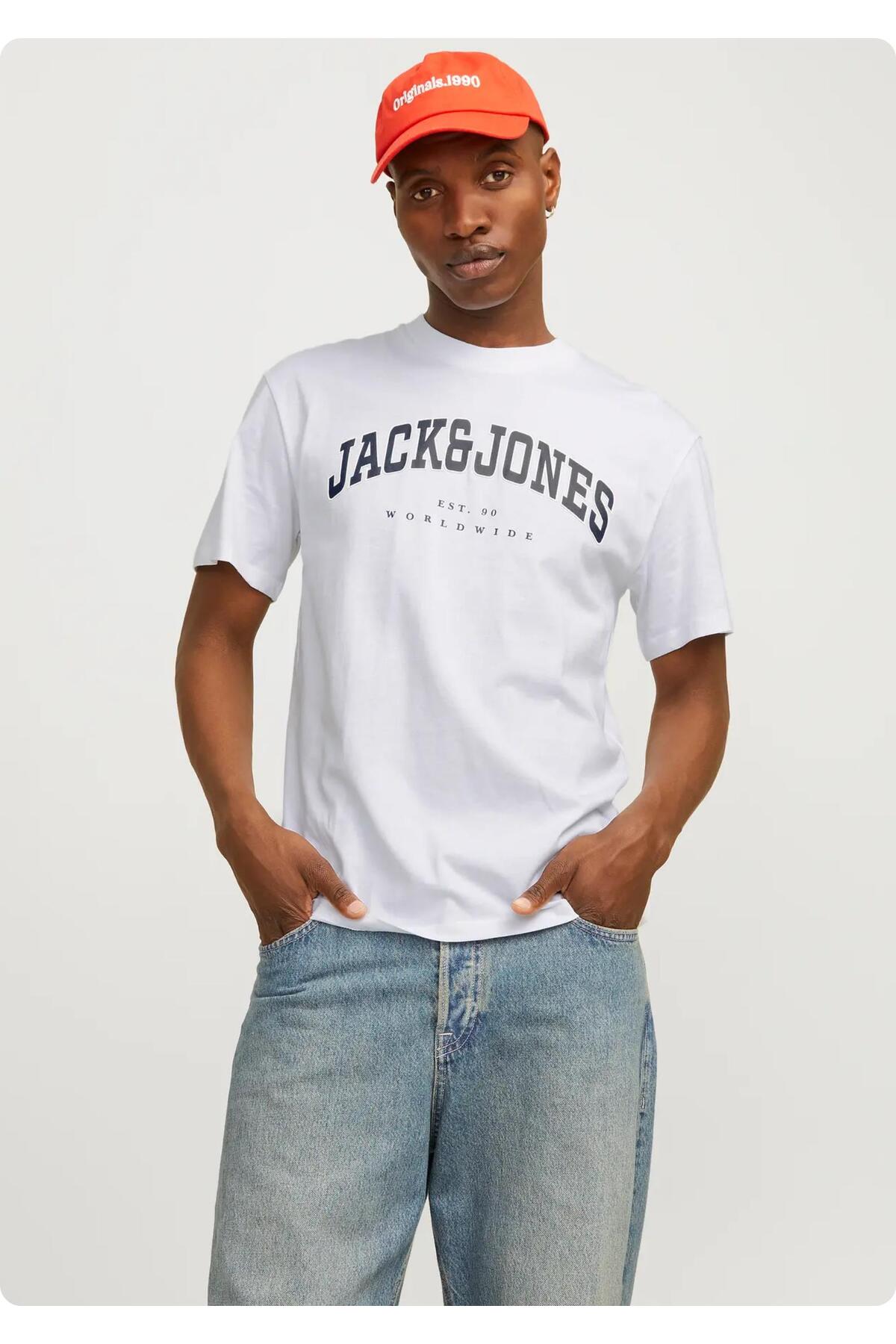 تیشرت آستین کوتاه مردانه جک اند جونز کد 12257579 JJECALES VARSITY 0 جک اند جونز تی شرت Jack & Jones