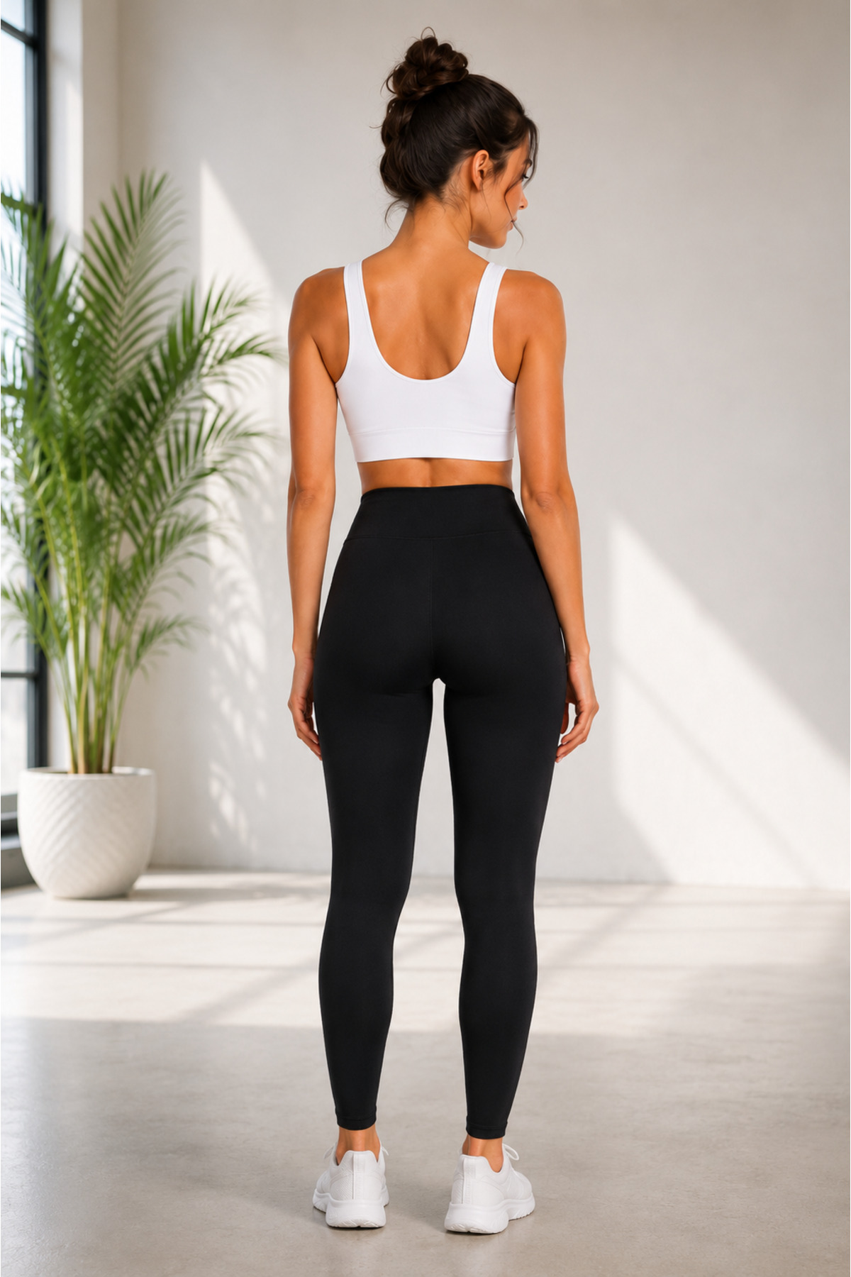 MissKATRE Kadın Siyah Yüksek Bel Tül Detaylı Toparlayıcı Tayt Slim Fit Likralı Esnek Günlük Uzun Spor Taytı görsel 3